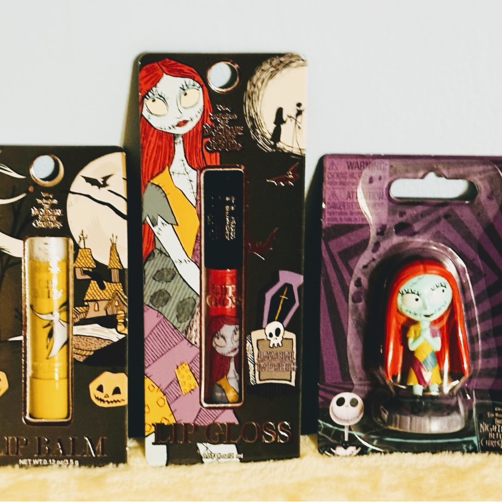 New Bundle of Nightmare Before Christmas, Sally Figurine, Lip Balm & Lip Gloss